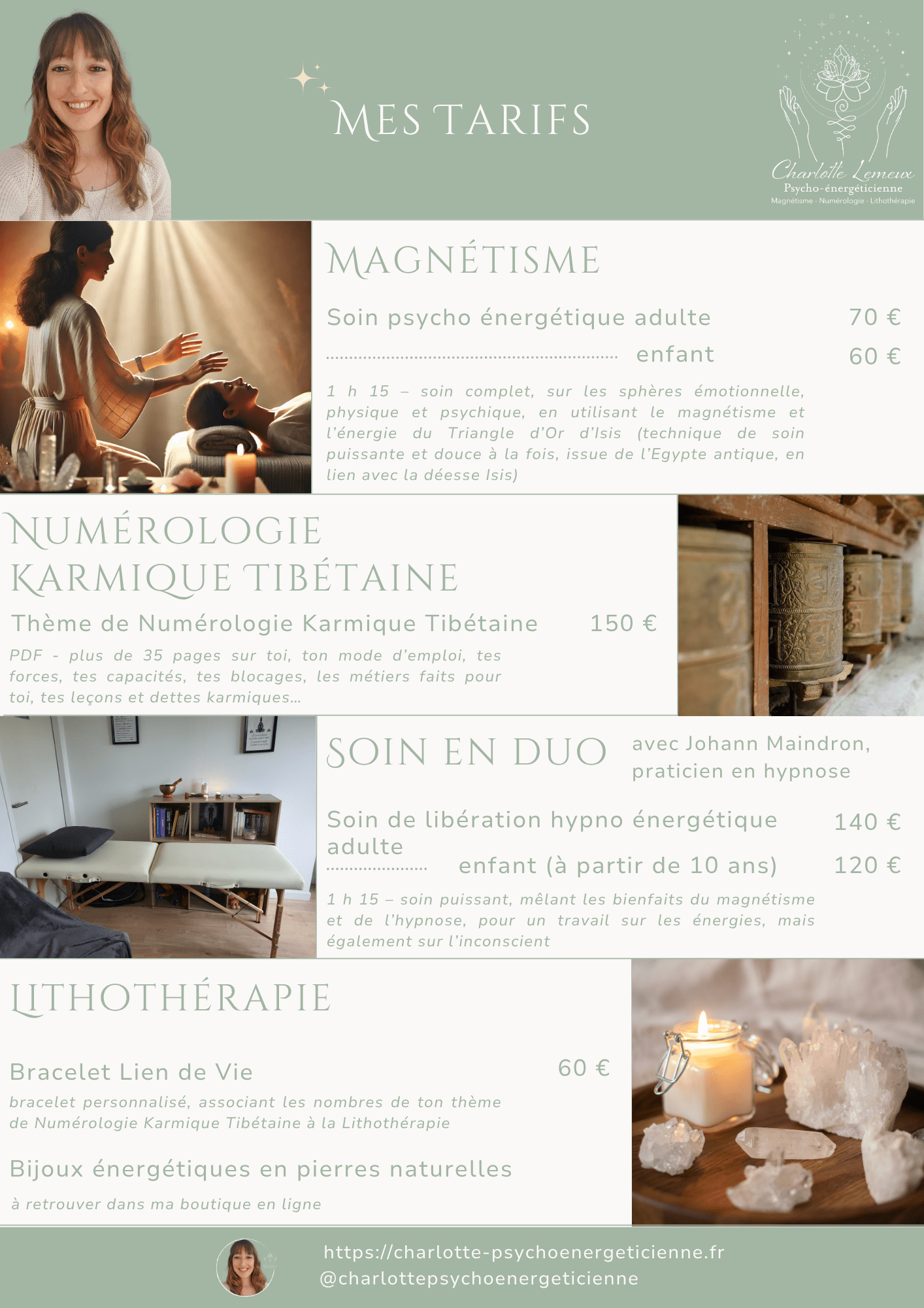 liste prix tarifs prestations