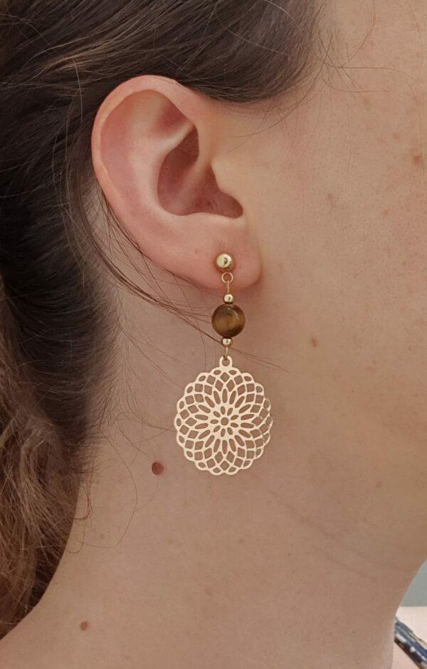 Boucles d'oreilles rosace d'or – Image 3