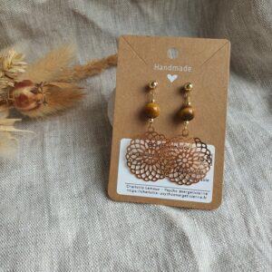 Boucles d'oreilles rosace d'or
