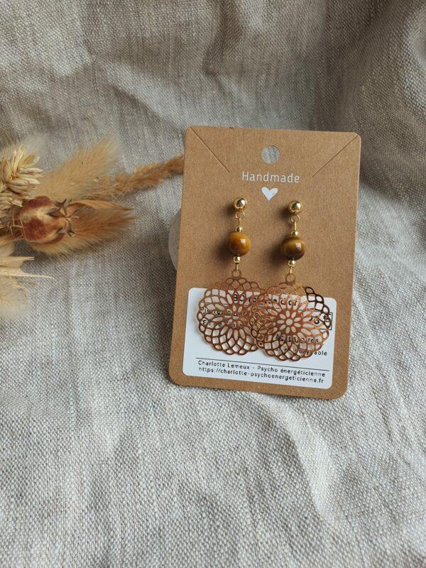 Boucles d'oreilles rosace d'or