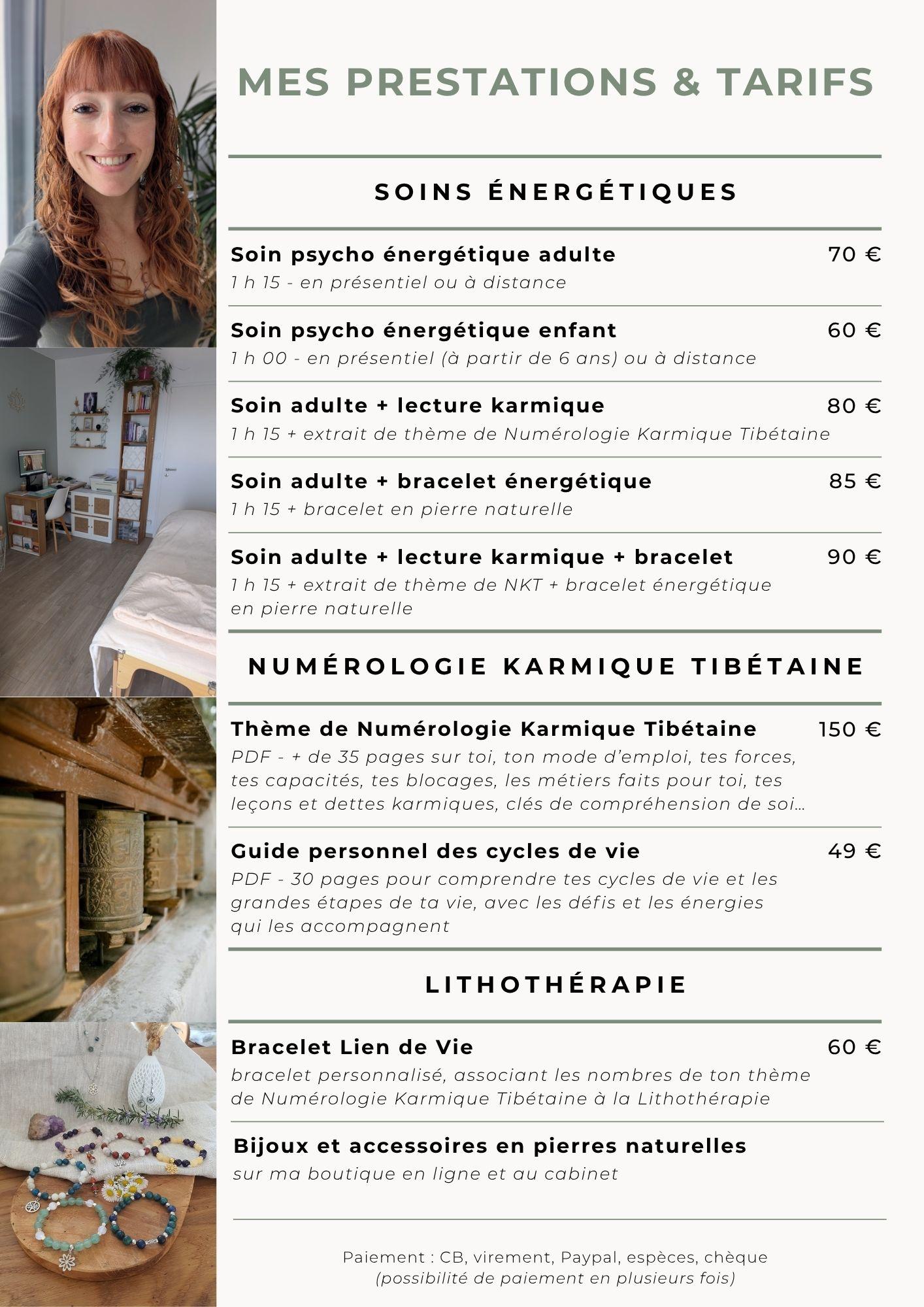 prestations 2026 tarifs prestations
